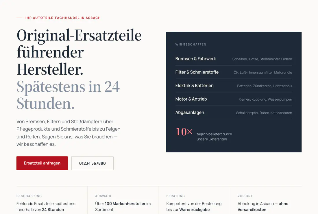 Arbeitsprobe: Handel · Autoteile-Fachhandel · Asbach